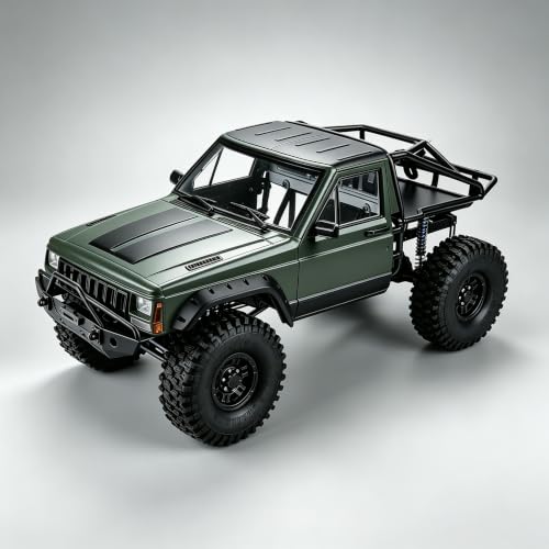 Hard Plastic RC Crawler Body Cab & Back-Half Cage Body Car Shell Upgrades Part for 1/10 RC Crawler Car for Axial SCX10 II 90046 TRX4 Redcat GEN8 (Army Green) - color: Army Green