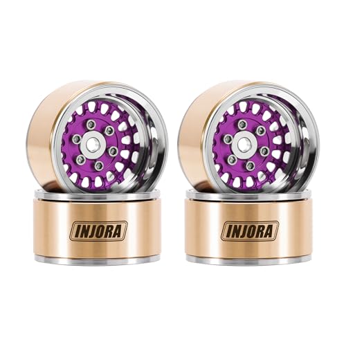 INJORA ModuWheel 1.0" Aluminum Wheel Offset -4.4mm for 1/18 1/24 RC(Purple) - color: Purple