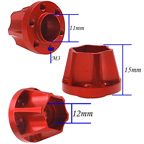 ShareGoo Aluminum 12mm Wheel Hex Hub Extension Adapter Compatible with 1.9 2.2inch Beadlock Wheel Rim Axial SCX10 TRX-4 Gen7 D90 1/10 RC Crawler Car (15mm) - size: 15mm