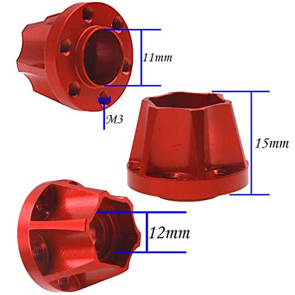 ShareGoo Aluminum 12mm Wheel Hex Hub Extension Adapter Compatible with 1.9 2.2inch Beadlock Wheel Rim Axial SCX10 TRX-4 Gen7 D90 1/10 RC Crawler Car (15mm) - size: 15mm