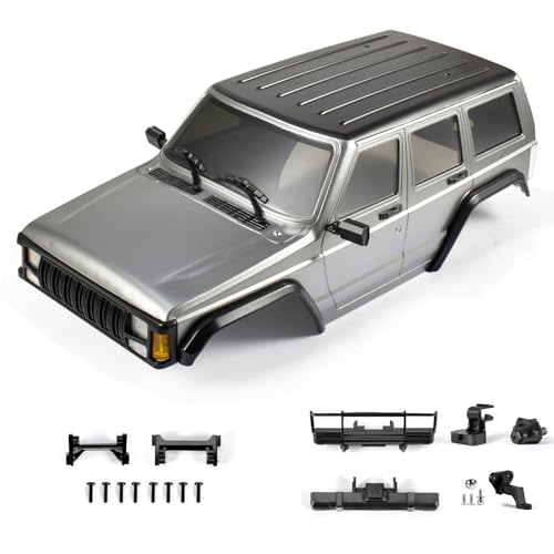 6.10inch Trx4m Body Wheelbase ABS Hardtop Cherokee Body for TRX4M Bronco Defender Chassis 1/18 RC Crawler Upgrade (Gray) - color: Gray