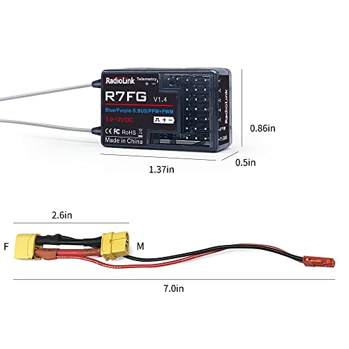 Radiolink RC6GS V3 7CH Transmitter and Gyro Receiver R7FG for RC Car & Boat | 7 Channels 2.4Ghz | Voltage Telemetry