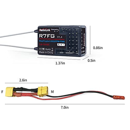 Radiolink RC6GS V3 7CH Transmitter and Gyro Receiver R7FG for RC Car & Boat | 7 Channels 2.4Ghz | Voltage Telemetry