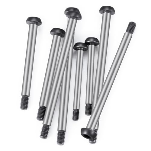 8PCS Polished Steel 1144 Lock-nut Style Hinge-Pin Complete Suspension Pin Set Screw Pins Compatible with 1/10 Traxxa Slash 2WD Hoss Rustler Stampede RC Car Upgrade Replacement Parts
