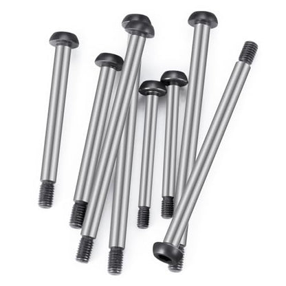 8PCS Polished Steel 1144 Lock-nut Style Hinge-Pin Complete Suspension Pin Set Screw Pins Compatible with 1/10 Traxxa Slash 2WD Hoss Rustler Stampede RC Car Upgrade Replacement Parts