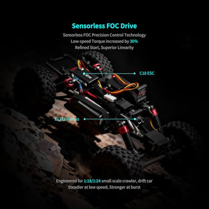 XC C18 Brushless ESC & E1212 Motor,30A Current,2S Lipo | APP control,FOC,1/18 1/24,Compact and lightweight,Outrunner