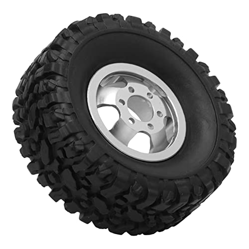 SUNGOOYUE Rubber RC Car Tires with Aluminum Alloy Wheel Hub Wheels and Tires for B24 B16 B36 4WD C14 C24 C34 C44 RC Car(Silver)