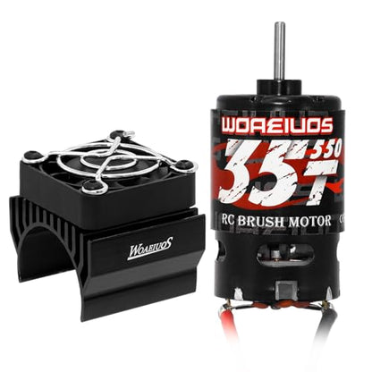 550 Brushed Motor 35T & Heatsink Combo for 1/10 RC Car TRX4 TRX6 Redcat SCX10 SCX10II AXI03007 JL 90046 RC4WD D90 and 1/6 Jeep Willys 1941 MB Military Truck - size: 35T Motor&Heatsink Combo
