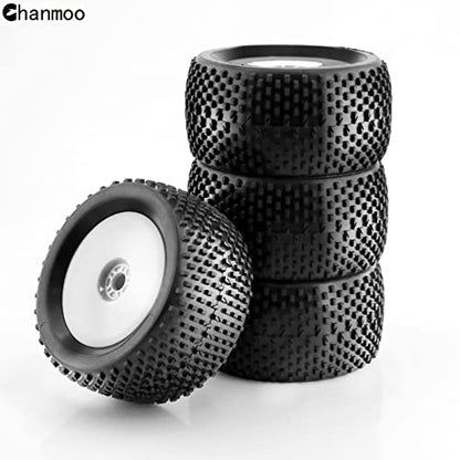 1/8 RC Off Road Racing Truck Tires And Wheels 17mm Hex Rubber Buggy Tyres OD 140mm For 1:8 Scale Monster Truck Car Arrma Typhon 6S Talion 4WD HPI HSP BAZOOKA CAMPER Kyosho TRAXXAS 4PCS (White) - color: White