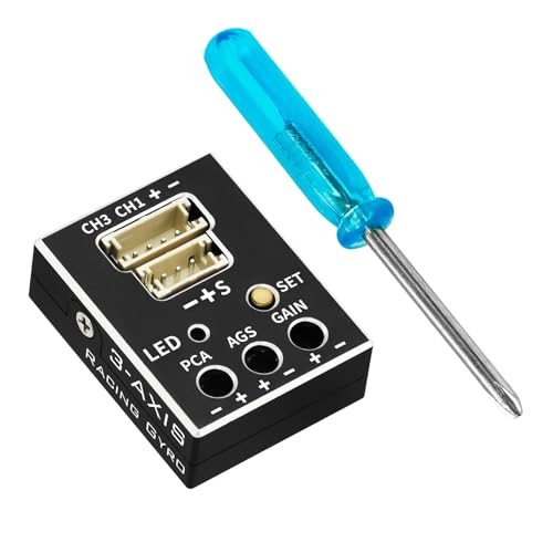 3 Axis Gyro Module RC Car Gyro Stabilizer with Aluminum Case Automatic Stability Control Gyro Sensitivity Adjustable for RC Crawlers Cars and Boats