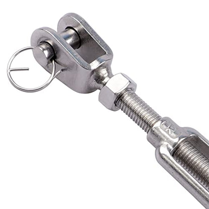 1/2 x 6.5 Inch SS Jaw and Jaw Turnbuckles M12 Turnbuckle, 304 Stainless Steel, 2200 lbs Load (4PCS)