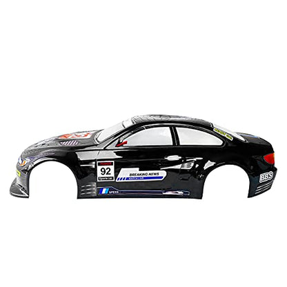 SANTAIZI 1/10 Scale E92 Style RC LEXAN Body Shell Replacement for Drift Racing Touring On-Road Car Width 200mm with Decal Sheet (Black) - color: Black