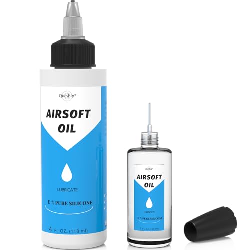 100% Silicone Airsoft Gun Oil & Air Chamber Lube, 4 oz + 1 oz Oiler Kit | CO2 & Airgun Care, Low-Viscosity Fast-Spreading Formula, Protects O-Rings & Seals, for PCP, Spring-Piston, Valves & Nozzles - size: 4+1oz