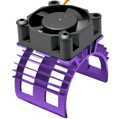 Alloy Heat Sink with 5V Cooling Fan for Traxxas Trx4 Slash ARRMA SCX10 and 1/10 RC Car - Compatible with 540, 550, 3650 Size Brushless Motor (Purple) - style: Purple