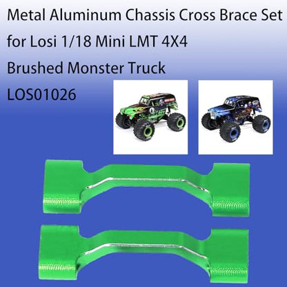 Cross Brace Lower Metal Aluminum for Losi 1/18 Mini LMT 4X4 Brushed Monster Truck，Replacement for LOS211047 Upgrade Parts Cross Brace Set for Losi - LOS01026 1/18 Mini LMT Monster (Green Anodized)