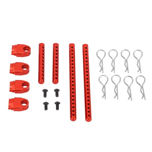 RC Car Body Posts, Enhanced Durability, Secure Fit, 1/10 Scale Metal Mounts, 4PCS Aluminum Upgrade Mounts Red, for RC ho - color: Red