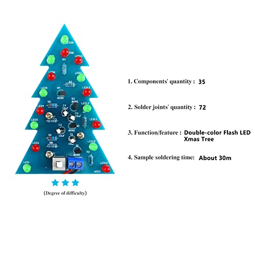 Soldering Practice Kit DIY Mini 2-Color Xmas Tree Plug-in Circuit Kit Learn Soldering Kit for Beginners - style: DJJ001