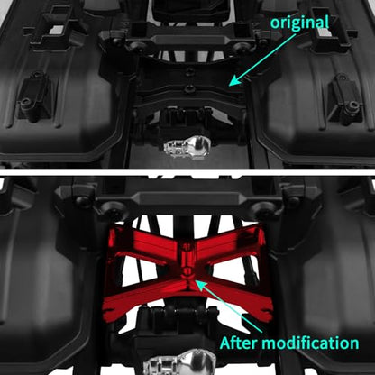 RC Chassis Brace Crossmember Aluminum Alloy Rear Beam Mounts Upgrade Part for 1/10 TRX4 RC Crawler Car Upgrade Replacement Parts (Red) - color: Red