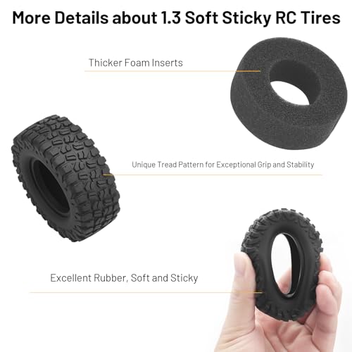 1.3 RC Crawler Tires, daitoku 65 * 25mm Super Soft Sticky 1.3 RC Car Tires for SCX24 TRX4M AX24 1/18 1/24 Crawler - style: Style C