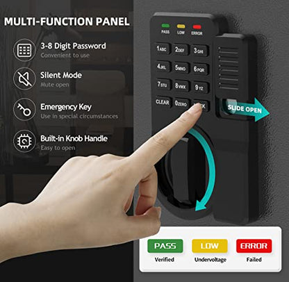 AEGIS 1.2 Cuft Fireproof Safe Box for Home with Digital Keypad, Gray | Small Fire Steel Security Home Safe,upholstered interior, backup keys and USB-C power for passports, cash and jewelry - size: 1.2 Cubic Feet, style: Fireproof Safe