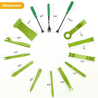 GOOACC 200Pcs Trim Removal Tool, Auto Push Pin Bumper Retainer Clip Set Fastener Terminal Remover Tool Adhesive Cable Clips Round Handle Crowbar Kit Car Panel Radio Removal Auto Clip Pliers, Green - color: 200Pcs Clips Removal Kit Green