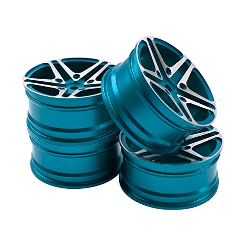 ShareGoo Metal Wheel Rims RC 12mm Hex Hubs 1/10 RC Drift On-Road Racing Touring Wheel Rim Compatible with HSP Tamiya Kyosho RedCat Sakura WLtoys Universal 1/10 RC Scales,5-Spoke (Blue) - color: Blue