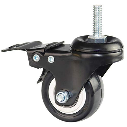2 Inch Stem Casters, DICASAL Double Brakes Black PU Imperial Inch 5/16"-18x1 Screw Thread 360° Swivel Caster Wheels for Furture Carts DIY Stands 4 Pack - style: 2 Inch