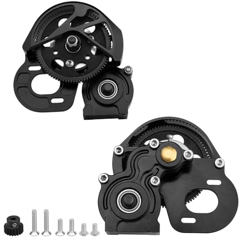 Aluminum Complete Transmission Gearbox for 1/10 Axia SCX10, SCX10 II 90046 90047 RC Crawler Upgrade (Black) - color: Black