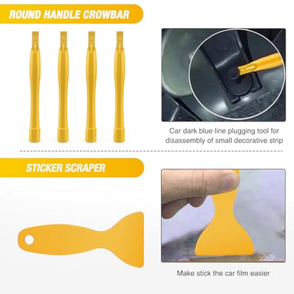 GOOACC 102Pcs Trim Removal Tool, Auto Push Pin Nylon Bumper Retainer Clip Set Fastener Terminal Remover Tool Round Handle Crowbar Kit Car/Radio Panel, Yellow - color: 102Pcs Clips+ Remover Yellow, size: Clips+Remover