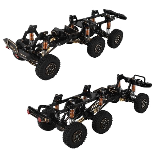 TRX-4M 6x6 RC Chassis Frame with Axles Transmission Wheels Skid Plate DIY for TRX4M 1/18 RC Crawler Metal Upgarde Parts (Black) - color: Black