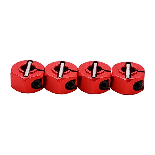 4PCS Aluminum 12mm hex hubs adapters 7mm Thickness Compatible with 1:10 HSP HPI Redcat traxxas RC Buggy Slash 4wd etc(Red)