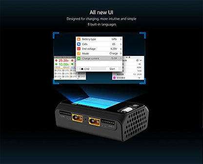 ToolkitRC M6D Dual-Channel 15A x 2 DC Balanced Charger Output 1-6s 250W High Power Density 5mV Small Size Charger