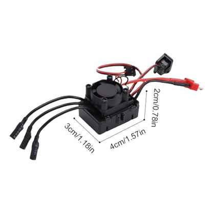 Brushless ESC Rainproof for RC Cars, HighCurrent Electronic Speed Controller with Cooling Fan for 1/16 1/14 Scale AllWeather Play