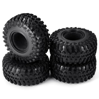 4Pcs 2.2" Crawler Mud Tires with Foam Inserts Snow Wheel Tyres OD 130mm Super Soft Rubber Tyres Compatible with Axial SCX10 90047 D90 D110 Tamiya CC01 TRX4 Gen8 1/10 RC Crawler Car Upgrades