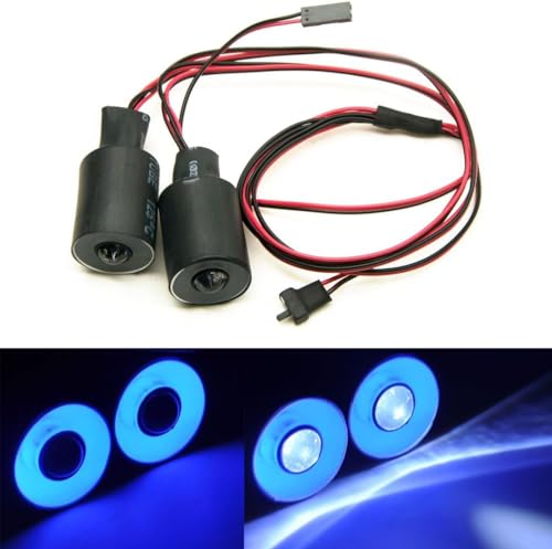 MOHERO 2 LEDs Angel Eyes & Demon Eyes LED Light Headlights for 1/10 RC Model Crawler Cars Headlamps (Blue+White, 22mm) - color: Blue+White, size: 22mm