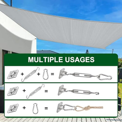 YOFIT 44 Pcs Shade Sail Hardware Kit 5 Inch Outdoor Sun Sail Accessories | 304 Stainless Steel Turnbuckles & Brackets for Triangle/Rectangle Sails, Patio Canopy Installation Hardware Set - size: 5 inch 44 pcs