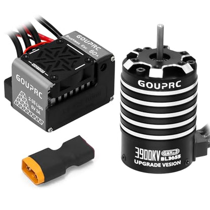 GOUPRC Upgrade Gen-2 60A Brushless ESC Electric Speed Controller Combo with BL3655 3900KV Brushless Motor Shaft 3.175mm Diameter Kit for 1/10 1/12 RC Off-Road Monster Truck Buggy Car - color: Grey 60a Esc & 3900kv