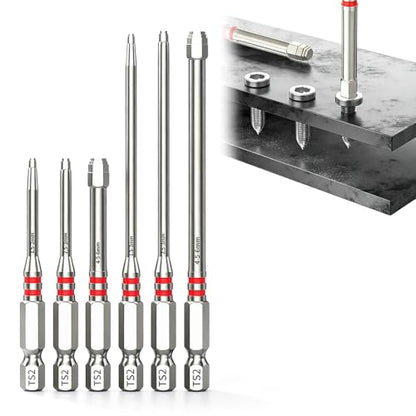 6PCS Pagoda Hex Screwdriver Bit Set Magnetic Steel 1/4" Hex Bits (1) | H1.5-H6 Hex Sizes,Heavy-Duty DIY & Workshop Use,Impact-Resistant,Anti-Wear, Fits Ratchet Wrench