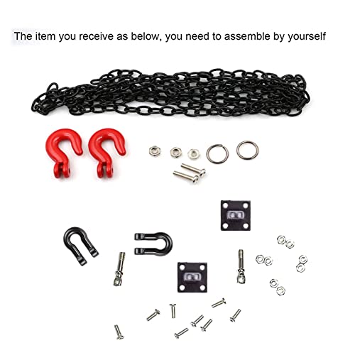 1:10 RC Crawler Metal Trailer Rescue Chain Tow Hooks Buckle Winch Shackles Accessory Compatible with 1/10 Scale RC Rock Crawler Axial SCX10 Tamiya CC01 D90 Car Truck Parts (Black Kit) - color: Black Kit
