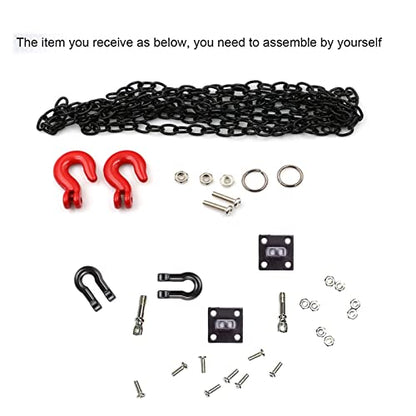 1:10 RC Crawler Metal Trailer Rescue Chain Tow Hooks Buckle Winch Shackles Accessory Compatible with 1/10 Scale RC Rock Crawler Axial SCX10 Tamiya CC01 D90 Car Truck Parts (Black Kit) - color: Black Kit
