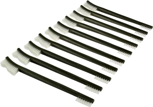 SE 10-Piece Double-Ended Gun Cleaning Brush Set, Gun Cleaning Supplies Kit, 7-inch Nylon Bristle Brushes, Plastic Handle - 7615NB10PCS - size: 10 Piece