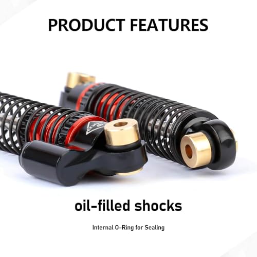 FCX24 Shocks 47MM Oil-Filled Shocks Absorber With Springs | Long Travel Shocks For FMS FCX24 FCX18 Upgrades 1/24 1/18 RC Crawler - color: Black