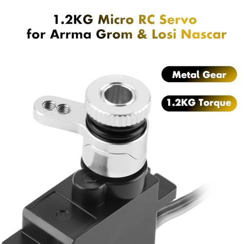 GLOBACT 1.2KG Servo with 20T Servo Saver for Arrma Grom Losi Mini-B/Mini-T | Metal Gear, Aluminum Servo Saver, For Granite Mojave Typhon Grom 1/12 1/14 1/16 1/18 RC Buggy Truck Racecar Upgrade - size: RC Servo with 20T Al Servo Saver