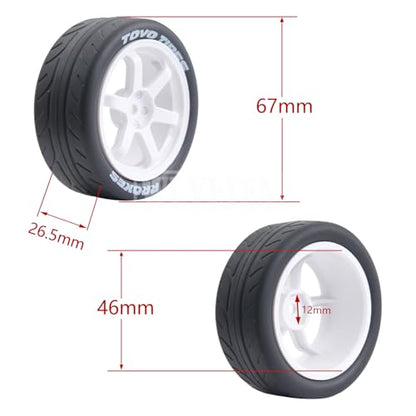 1/10 RC On-Road Tires 4PCS 5 Spoke 12mm Hex RC Wheels and Tires Compatible for 1/10 On-Road Touring Car Traxxas Tamiya tt01 tt02 HSP HPI Kyosho - color: White