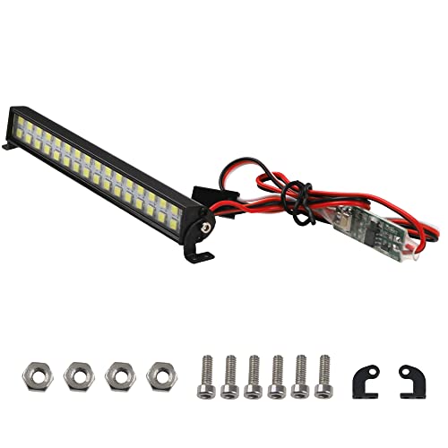 RC Light Bar Roof LED Lamp Body Shell Double Roof Light Compatible with Traxxas Slash Rustler Trx4 Axial SCX10 Tamiya Wraith D90 Gen8 1/10 Scale RC Crawler Car Truck (32 Led)