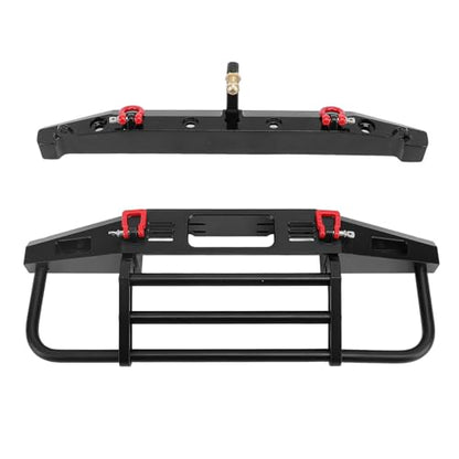 Metal Front Rear Bumper with Adjustable Pull Ring LED Work Lights and Tow Hook for Axial SCX10 SCX10II 90046 1/10 RC Crawler Car