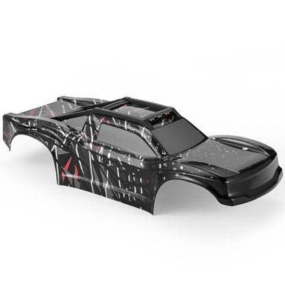 HAIBOXING 1/12 RC Car Spare Parts Body Shell Black for 2997A, Brushless RC Truck Replacement Part Car Body with Roof Racks/Rails & Top Light (2997A-BM01 & T2700 & T2707)