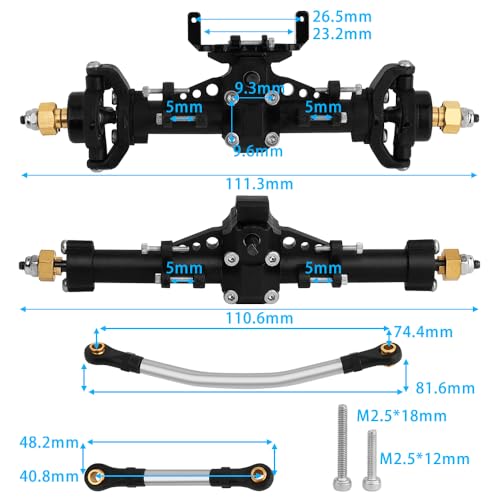 1/24 Scale Plastic Nylon Axles Front and Rear Portal Axle Assembly w/New C Knuckle for Axial SCX24 90081 C10 Jeep 1/24 RC Crawler Upgrade