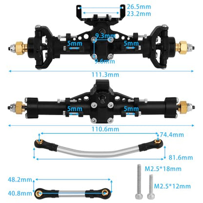 1/24 Scale Plastic Nylon Axles Front and Rear Portal Axle Assembly w/New C Knuckle for Axial SCX24 90081 C10 Jeep 1/24 RC Crawler Upgrade