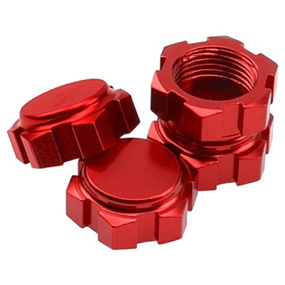 Metal Anti-dust Wheel Hub Cover 17mm Dust Lock Nuts Adapter Compatible with Arrma 1/7 Mojave Felony Infraction 6S 1/8 Kraton Senton Outcast Talion Typhon RC Car (Red) - color: Red